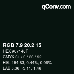 Color code: RGB 7.9 20.2 15 | qconv.com