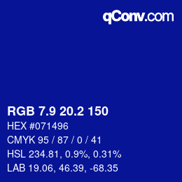 カラーコード: RGB 7.9 20.2 150 | qconv.com