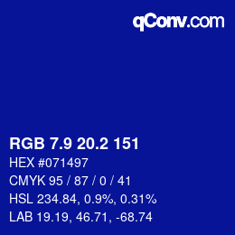 カラーコード: RGB 7.9 20.2 151 | qconv.com