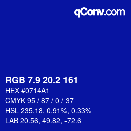 カラーコード: RGB 7.9 20.2 161 | qconv.com