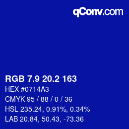 カラーコード: RGB 7.9 20.2 163 | qconv.com