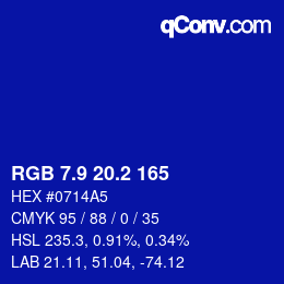 カラーコード: RGB 7.9 20.2 165 | qconv.com