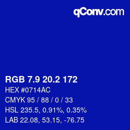 カラーコード: RGB 7.9 20.2 172 | qconv.com