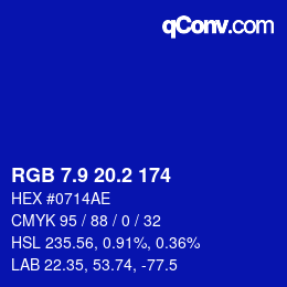 カラーコード: RGB 7.9 20.2 174 | qconv.com
