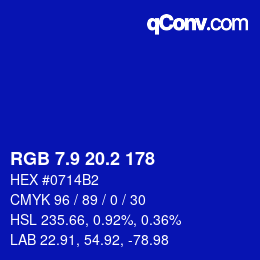 カラーコード: RGB 7.9 20.2 178 | qconv.com