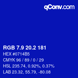 カラーコード: RGB 7.9 20.2 181 | qconv.com
