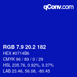 カラーコード: RGB 7.9 20.2 182 | qconv.com