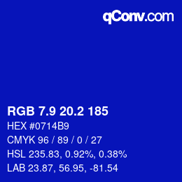 カラーコード: RGB 7.9 20.2 185 | qconv.com