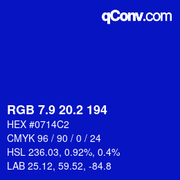 カラーコード: RGB 7.9 20.2 194 | qconv.com
