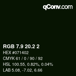 Color code: RGB 7.9 20.2 2 | qconv.com