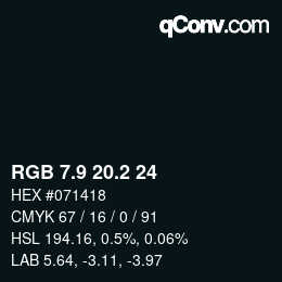 カラーコード: RGB 7.9 20.2 24 | qconv.com