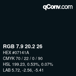 Color code: RGB 7.9 20.2 26 | qconv.com