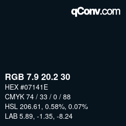 カラーコード: RGB 7.9 20.2 30 | qconv.com
