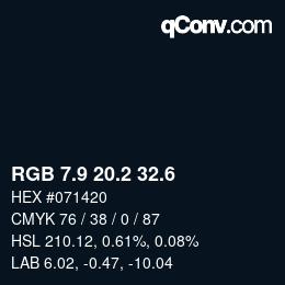 カラーコード: RGB 7.9 20.2 32.6 | qconv.com