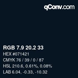 Color code: RGB 7.9 20.2 33 | qconv.com
