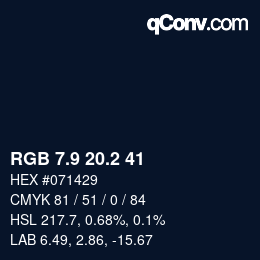 Color code: RGB 7.9 20.2 41 | qconv.com