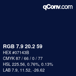 Color code: RGB 7.9 20.2 59 | qconv.com