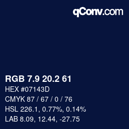 Color code: RGB 7.9 20.2 61 | qconv.com