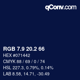 Color code: RGB 7.9 20.2 66 | qconv.com