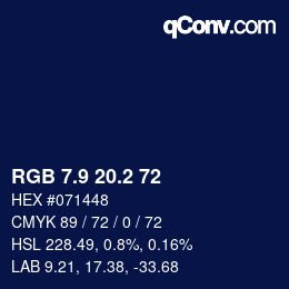 カラーコード: RGB 7.9 20.2 72 | qconv.com