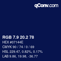 Color code: RGB 7.9 20.2 78 | qconv.com