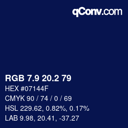 Color code: RGB 7.9 20.2 79 | qconv.com