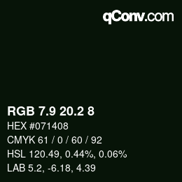 Color code: RGB 7.9 20.2 8 | qconv.com