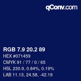 Color code: RGB 7.9 20.2 89 | qconv.com