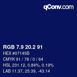Color code: RGB 7.9 20.2 91 | qconv.com