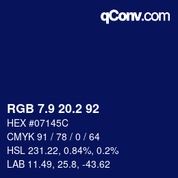 カラーコード: RGB 7.9 20.2 92 | qconv.com