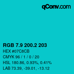 カラーコード: RGB 7.9 200.2 203 | qconv.com