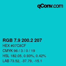 カラーコード: RGB 7.9 200.2 207 | qconv.com