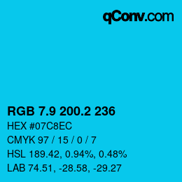 カラーコード: RGB 7.9 200.2 236 | qconv.com