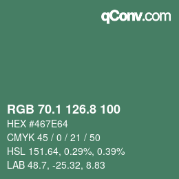 カラーコード: RGB 70.1 126.8 100 | qconv.com