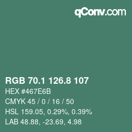 カラーコード: RGB 70.1 126.8 107 | qconv.com