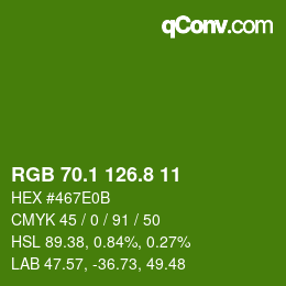 カラーコード: RGB 70.1 126.8 11 | qconv.com