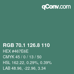 Color code: RGB 70.1 126.8 110 | qconv.com