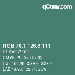 Farbcode: RGB 70.1 126.8 111 | qconv.com