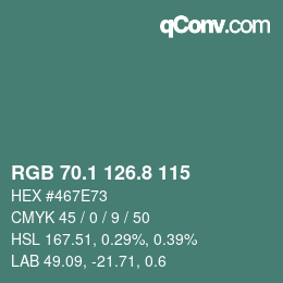 Color code: RGB 70.1 126.8 115 | qconv.com