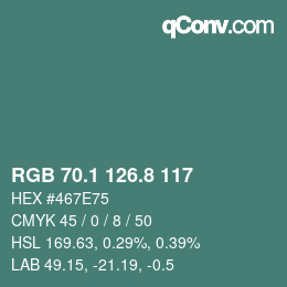 Color code: RGB 70.1 126.8 117 | qconv.com