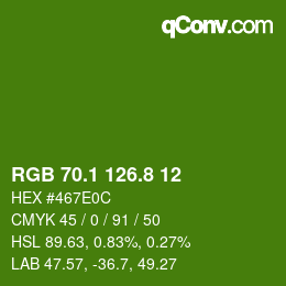 カラーコード: RGB 70.1 126.8 12 | qconv.com