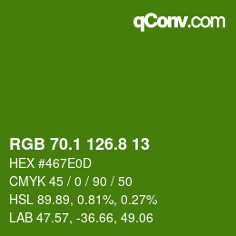 カラーコード: RGB 70.1 126.8 13 | qconv.com