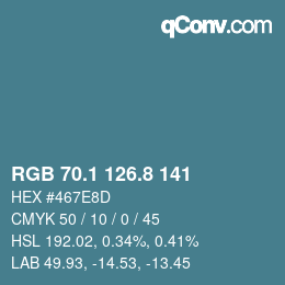Color code: RGB 70.1 126.8 141 | qconv.com