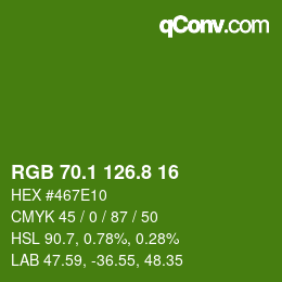 カラーコード: RGB 70.1 126.8 16 | qconv.com