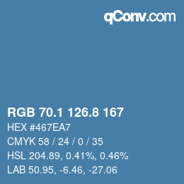 カラーコード: RGB 70.1 126.8 167 | qconv.com