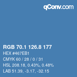 カラーコード: RGB 70.1 126.8 177 | qconv.com
