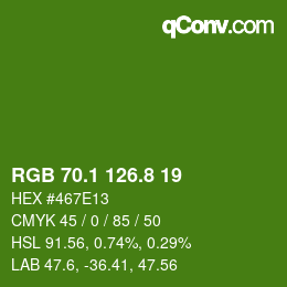 カラーコード: RGB 70.1 126.8 19 | qconv.com
