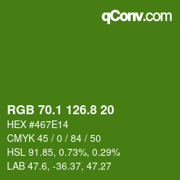 カラーコード: RGB 70.1 126.8 20 | qconv.com