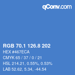 カラーコード: RGB 70.1 126.8 202 | qconv.com
