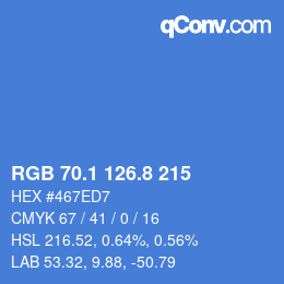 カラーコード: RGB 70.1 126.8 215 | qconv.com